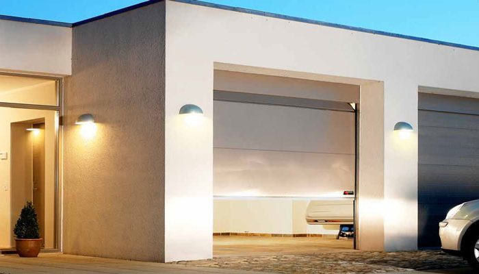 Private garage door black double door