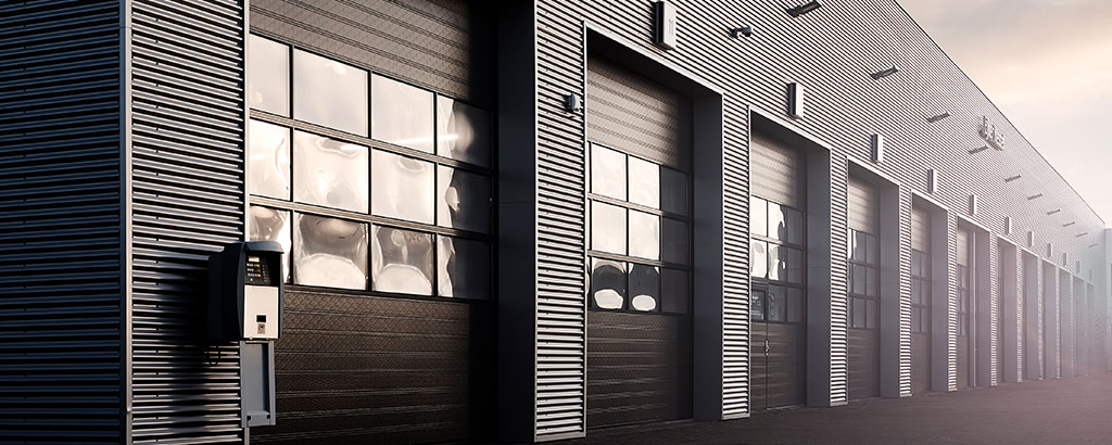 Industrial door header black with windows
